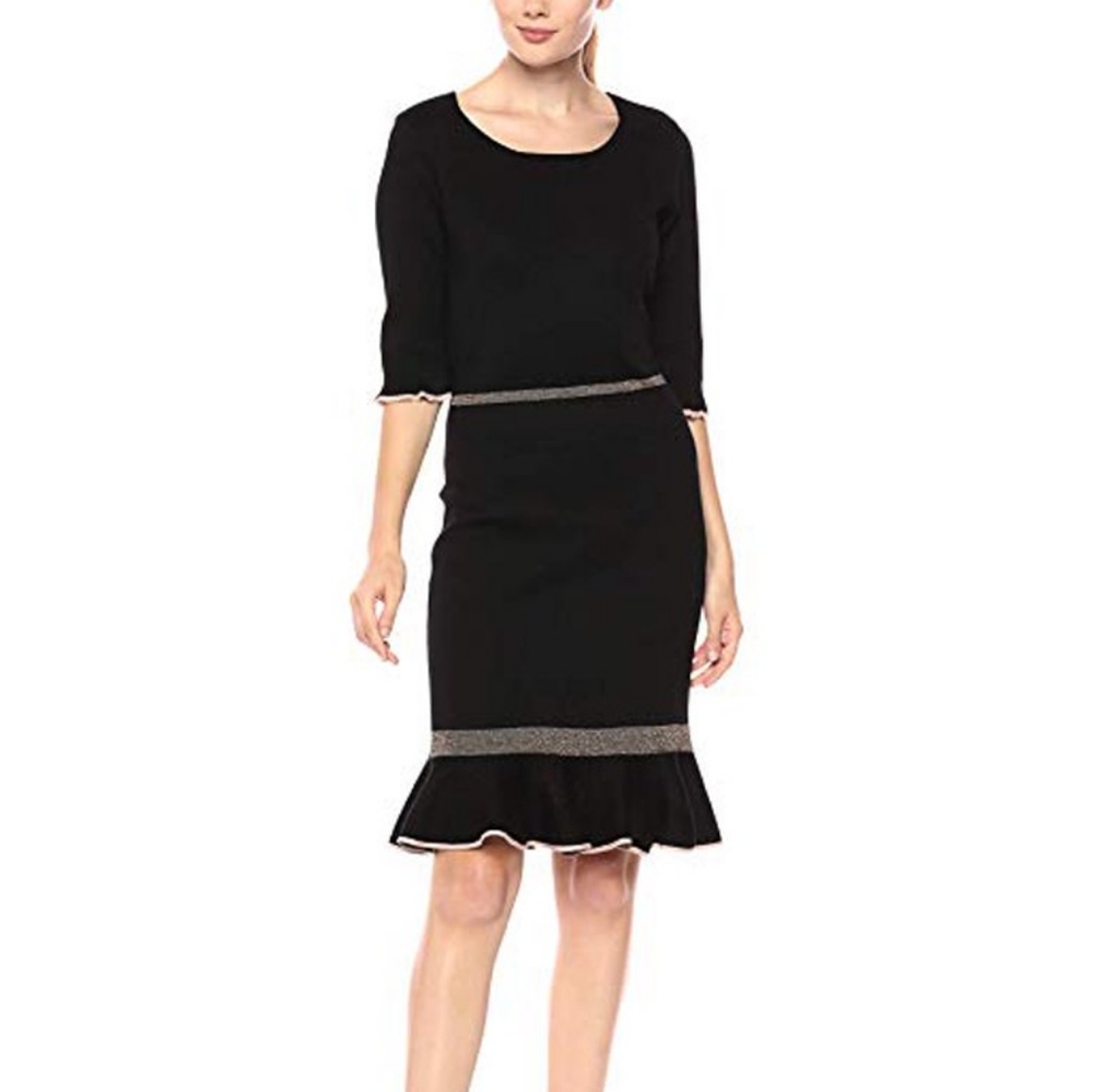 Taylor elbow sleeve ruffle hem sweater dress